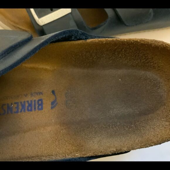 Birkenstock Unisex-Adult Arizona Leather Blue White Regular Width EUR 43 M10 W12